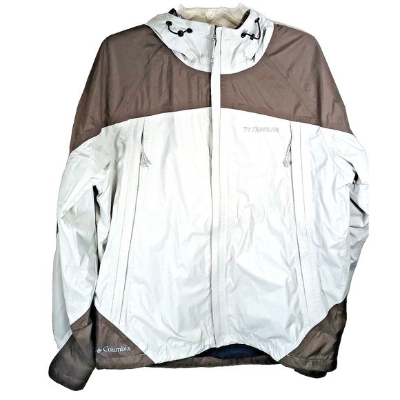 Columbia Titanium Hood Jacket Wind Rain Resistant Size Large Gray Nylon Coat - Picture 1 of 16